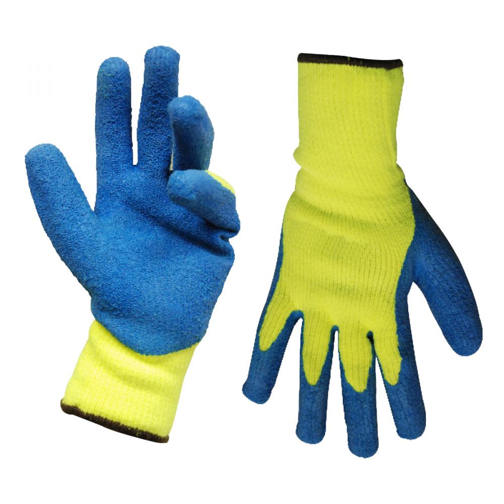 1dz. Knitted Acrylic Gloves Neon Green With Latex Palm Blue (OSFA)<span class=' ItemWarning' style='display:block;'>Item is usually in stock, but we&#39;ll be in touch if there&#39;s a problem<br /></span>