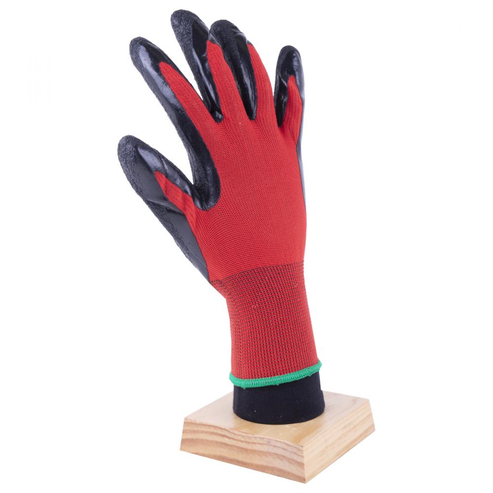 1dz. Knitted Spandex Gloves Red With Nitrile Sandy Latex Palm Black (OSFA)<span class=' ItemWarning' style='display:block;'>Item is usually in stock, but we&#39;ll be in touch if there&#39;s a problem<br /></span>