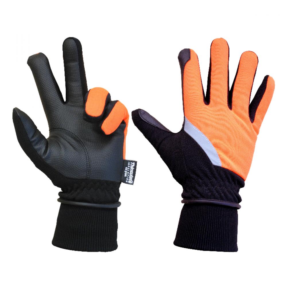 1 Pair Mechanic Thinsulated Gloves Orange/Black With PU Palm Black & Reflective Strap (OSFA)<span class=' ItemWarning' style='display:block;'>Item is usually in stock, but we&#39;ll be in touch if there&#39;s a problem<br /></span>