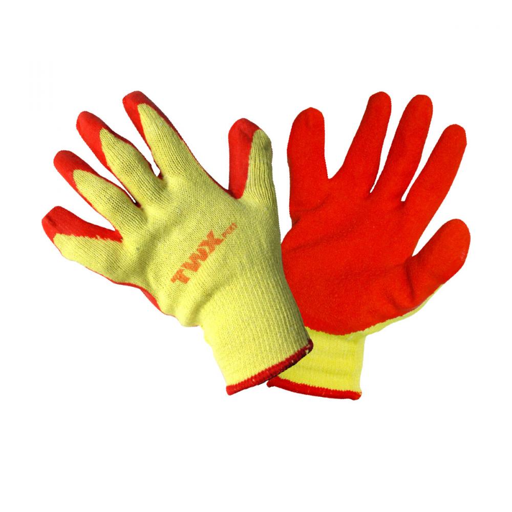 1dz. Knitted Cotton Gloves Yellow Latex Dipped Palm Orange (XL)<span class=' ItemWarning' style='display:block;'>Item is usually in stock, but we&#39;ll be in touch if there&#39;s a problem<br /></span>