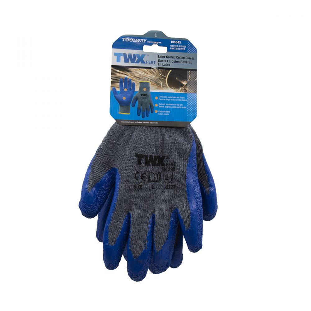 1dz. Knitted Cotton Gloves Gray With Crinkle Latex Palm Blue (L)<span class=' ItemWarning' style='display:block;'>Item is usually in stock, but we&#39;ll be in touch if there&#39;s a problem<br /></span>