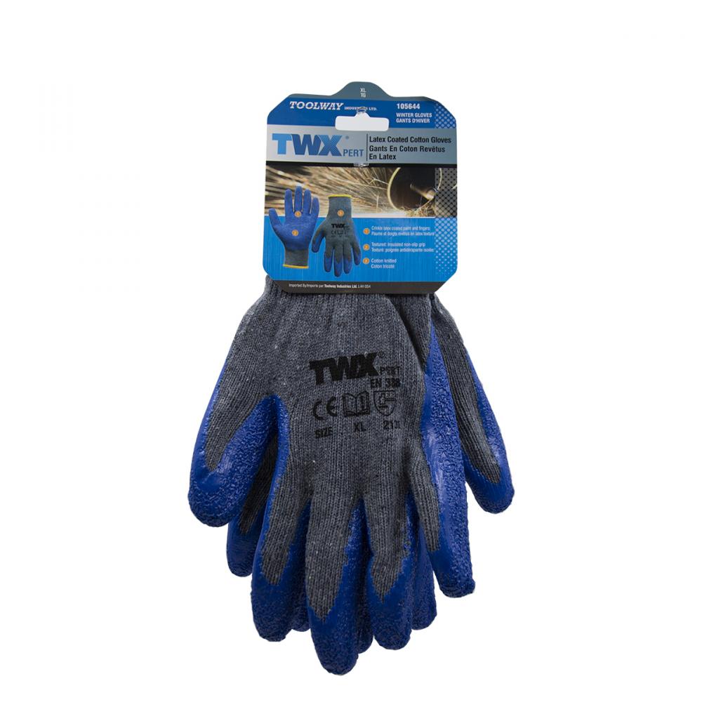 1dz. Knitted Cotton Gloves Gray With Crinkle Latex Palm Blue (XL)<span class=' ItemWarning' style='display:block;'>Item is usually in stock, but we&#39;ll be in touch if there&#39;s a problem<br /></span>