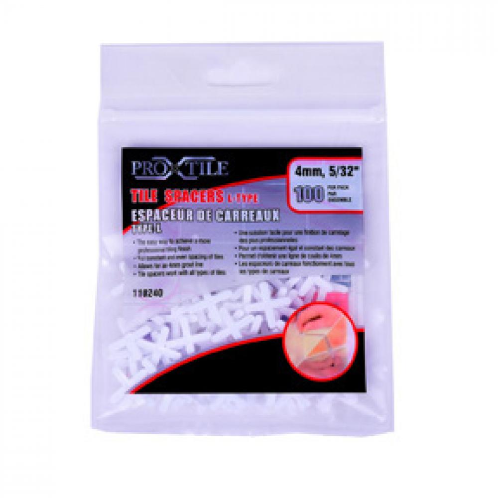 Tile Spacers 4mm (5/32in) 100PC<span class=' ItemWarning' style='display:block;'>Item is usually in stock, but we&#39;ll be in touch if there&#39;s a problem<br /></span>