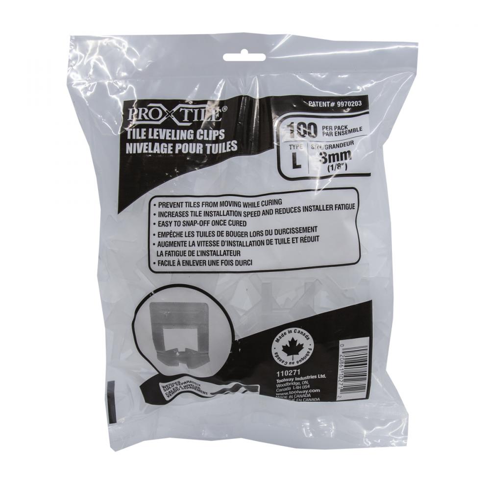 Tile Levelling System Clips L-Type 3mm (1/8in) 100PC<span class=' ItemWarning' style='display:block;'>Item is usually in stock, but we&#39;ll be in touch if there&#39;s a problem<br /></span>