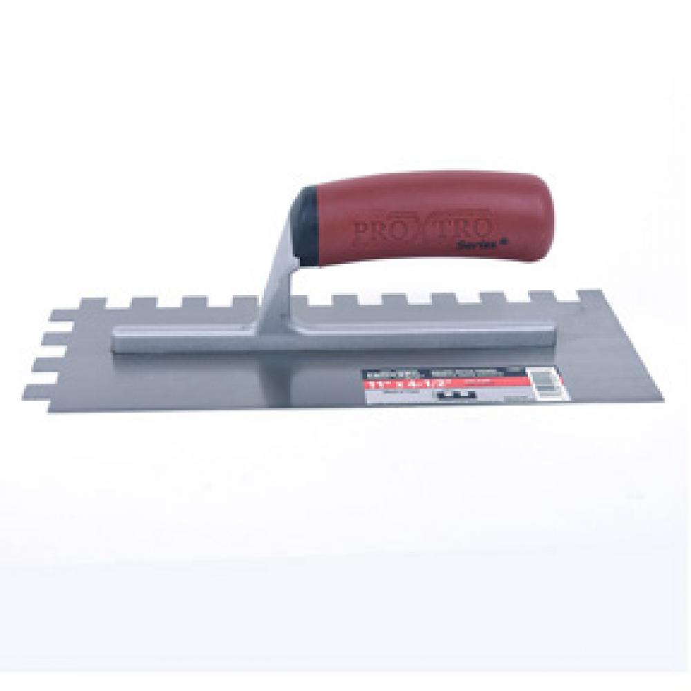 Trowel Notched 11in x 4½in (½in x ½in SQ Notch) Red Handle<span class=' ItemWarning' style='display:block;'>Item is usually in stock, but we&#39;ll be in touch if there&#39;s a problem<br /></span>