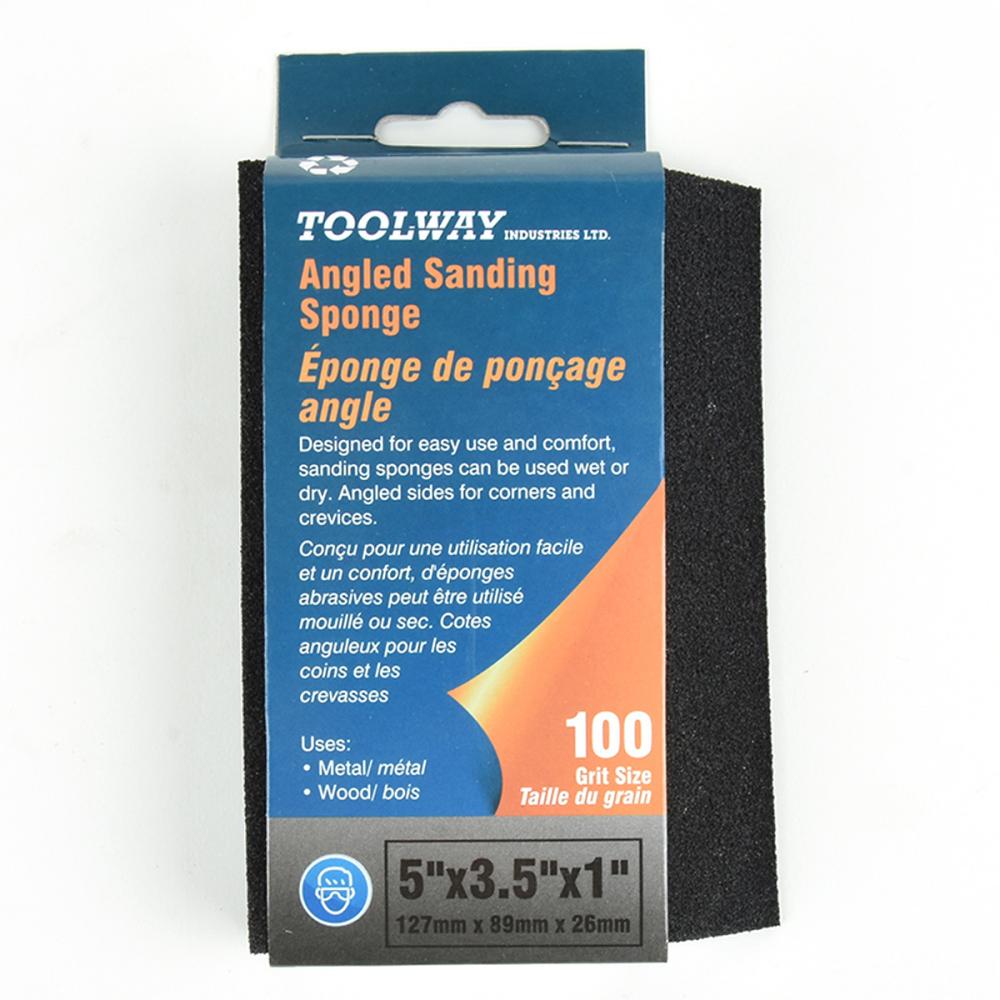Angled Sanding Sponge 5inx3.5inx1in (100 Grain Size)<span class=' ItemWarning' style='display:block;'>Item is usually in stock, but we&#39;ll be in touch if there&#39;s a problem<br /></span>