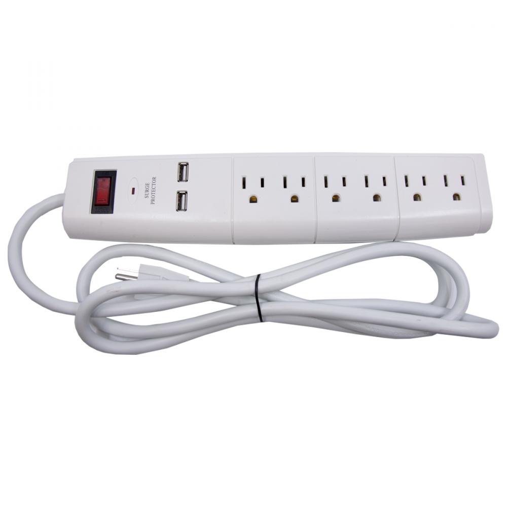 Surge Protector Power Bar With 2 USB Charging Ports 6ft 6 Outlet 280 Joules White<span class=' ItemWarning' style='display:block;'>Item is usually in stock, but we&#39;ll be in touch if there&#39;s a problem<br /></span>