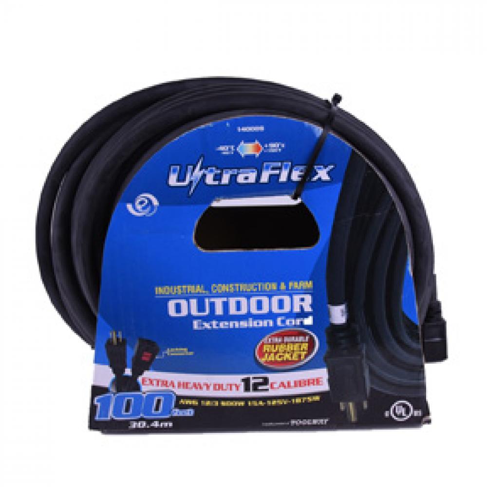 Extension Cord Outdoor SEOOW 12/3 Single Tap Black Rubber 100ft<span class=' ItemWarning' style='display:block;'>Item is usually in stock, but we&#39;ll be in touch if there&#39;s a problem<br /></span>