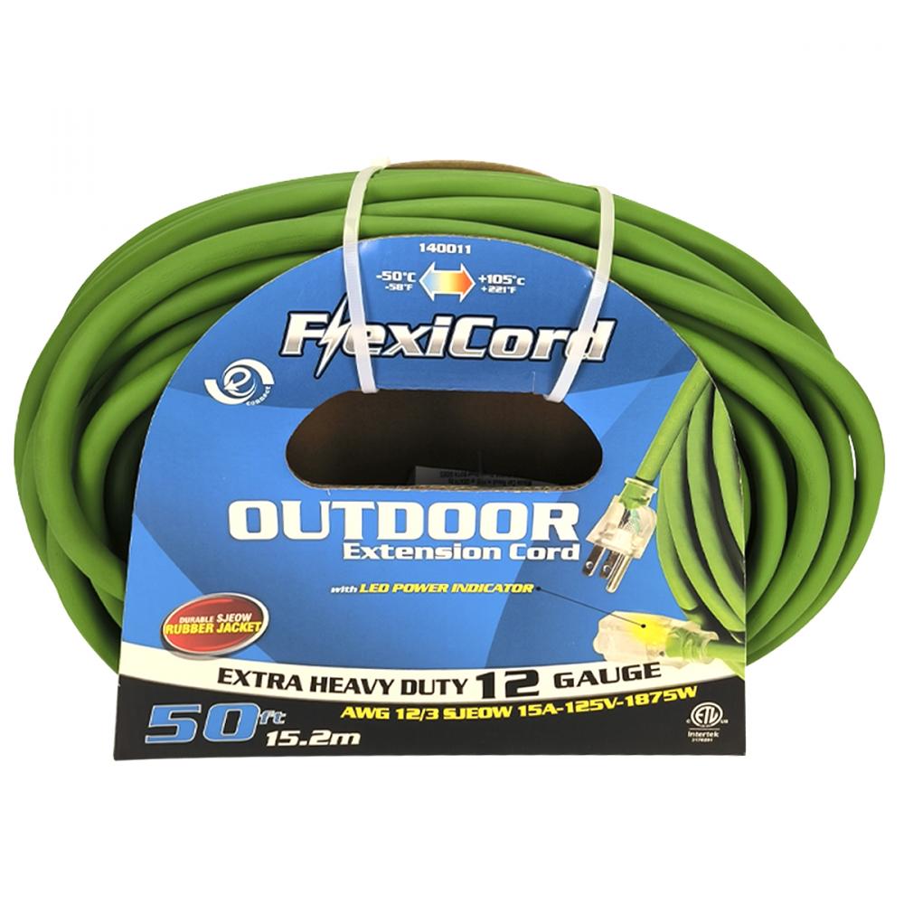 Extension Cord Outdoor SJEOW 12/3 Lighted Single Tap Green 50ft<span class=' ItemWarning' style='display:block;'>Item is usually in stock, but we&#39;ll be in touch if there&#39;s a problem<br /></span>