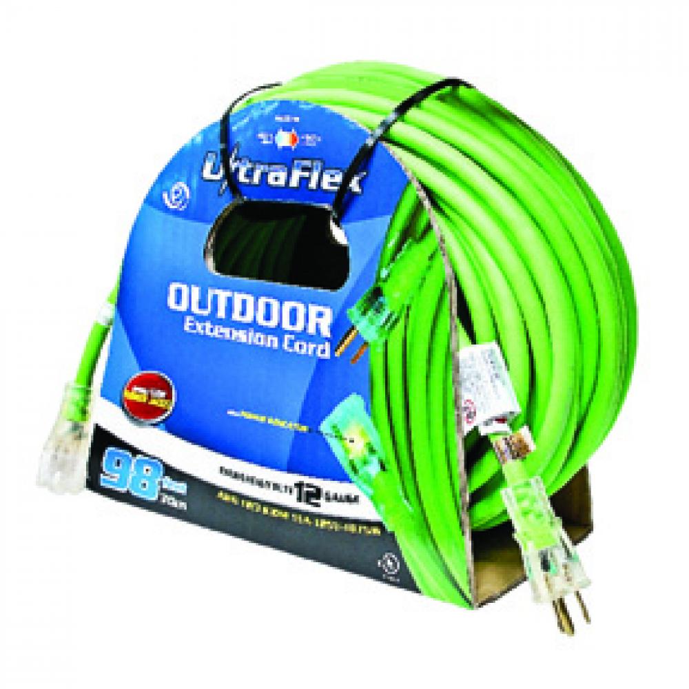 Extension Cord Outdoor SJEOW 12/3 Lighted Single Tap Green 100ft<span class=' ItemWarning' style='display:block;'>Item is usually in stock, but we&#39;ll be in touch if there&#39;s a problem<br /></span>