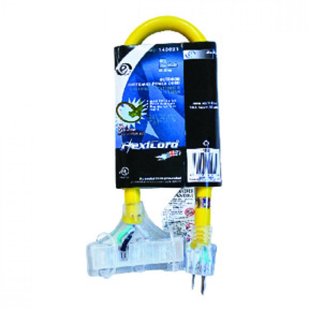 Extension Cord Outdoor STW 10/3 3-Tap Yellow  0.6m/2ft<span class=' ItemWarning' style='display:block;'>Item is usually in stock, but we&#39;ll be in touch if there&#39;s a problem<br /></span>