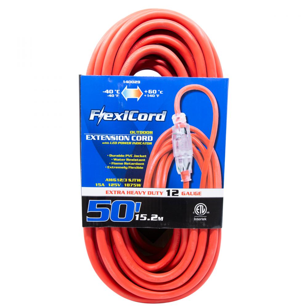Extension Cord Outdoor SJTW 12/3 Lighted Single Tap 50ft<span class=' ItemWarning' style='display:block;'>Item is usually in stock, but we&#39;ll be in touch if there&#39;s a problem<br /></span>