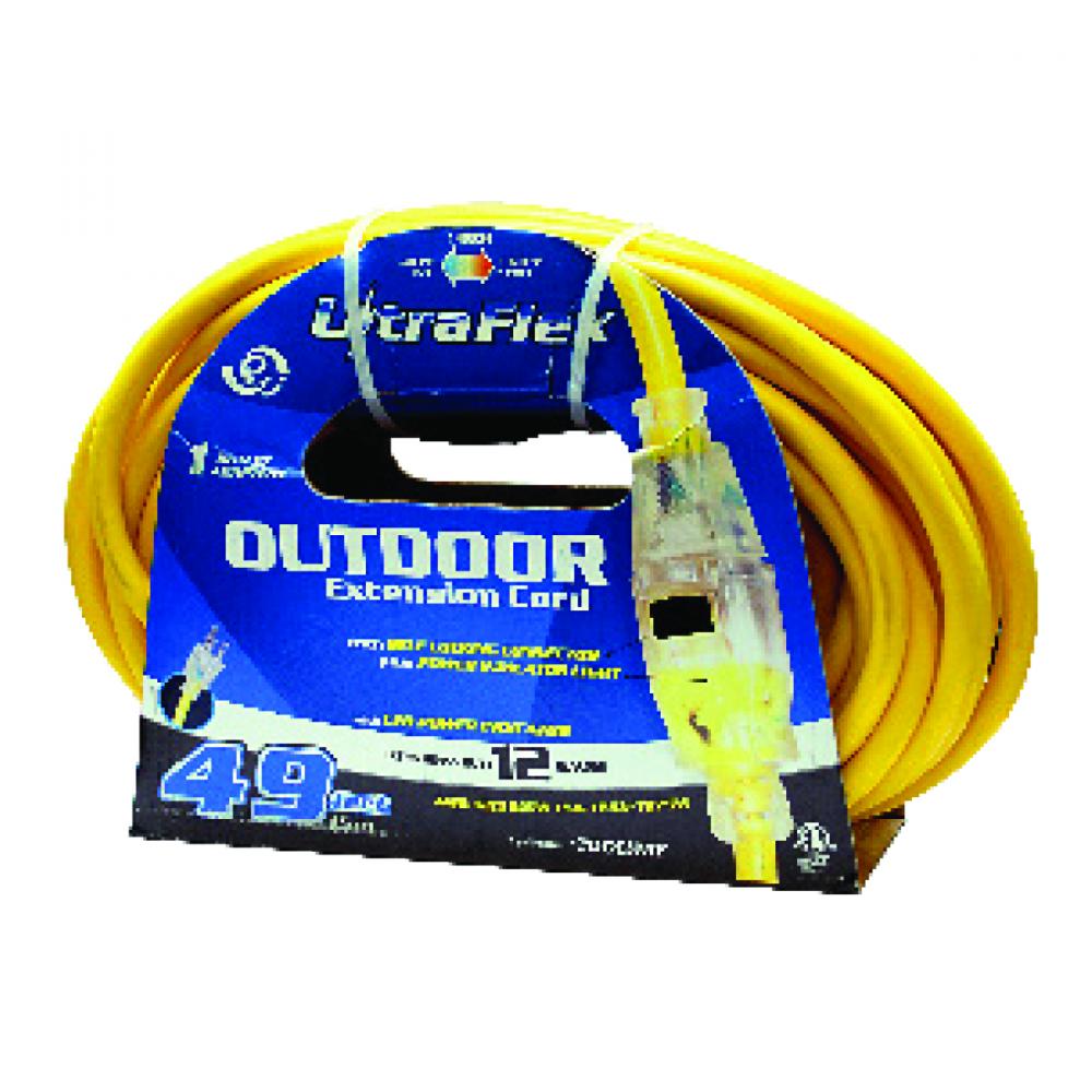 Extension Cord Outdoor SJTW 12/3 Lighted Single Tap Yellow 100ft<span class=' ItemWarning' style='display:block;'>Item is usually in stock, but we&#39;ll be in touch if there&#39;s a problem<br /></span>