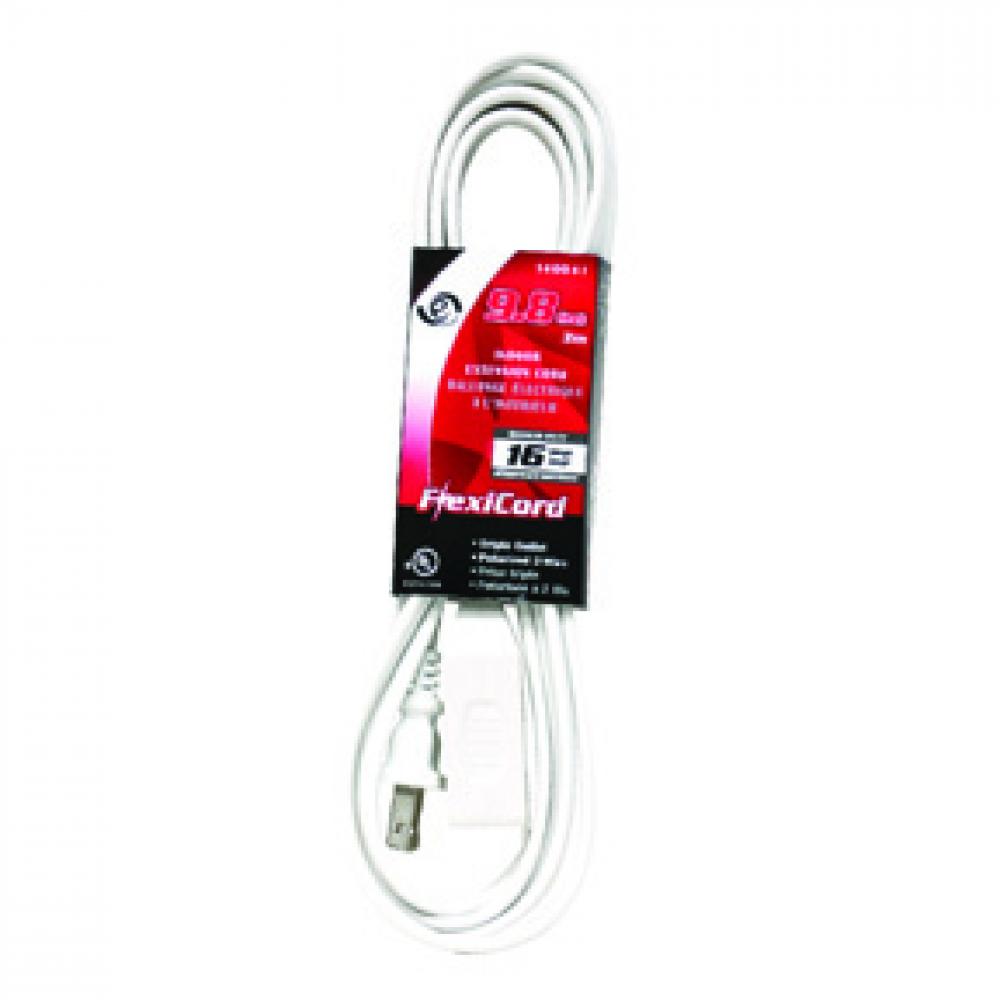 Extension Cord Indoor SPT-2 16/2 3-Tap White 3m/10ft<span class=' ItemWarning' style='display:block;'>Item is usually in stock, but we&#39;ll be in touch if there&#39;s a problem<br /></span>