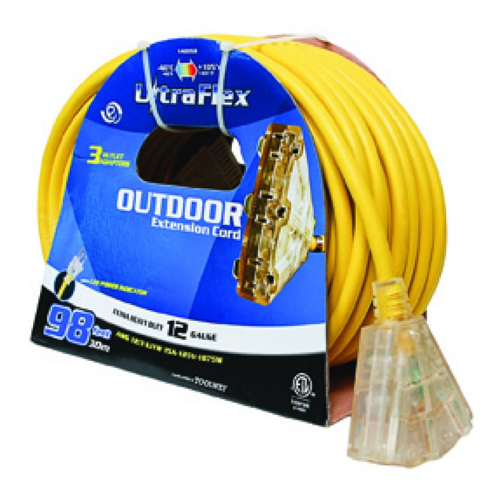 Extension Cord Outdoor SJTW 12/3 Lighted 3-Tap Yellow 30ft<span class=' ItemWarning' style='display:block;'>Item is usually in stock, but we&#39;ll be in touch if there&#39;s a problem<br /></span>