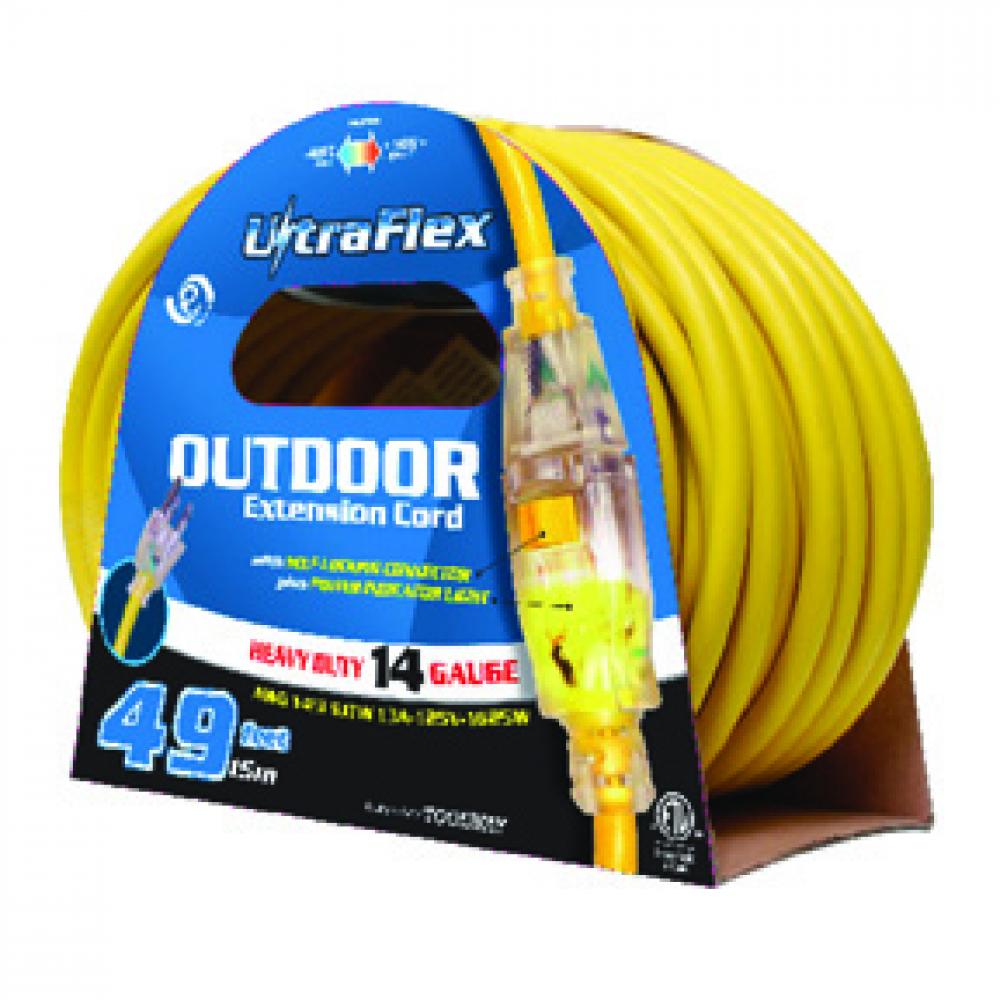 Extension Cord Outdoor SJTW 14/3 Single Tap Yellow 50ft<span class=' ItemWarning' style='display:block;'>Item is usually in stock, but we&#39;ll be in touch if there&#39;s a problem<br /></span>