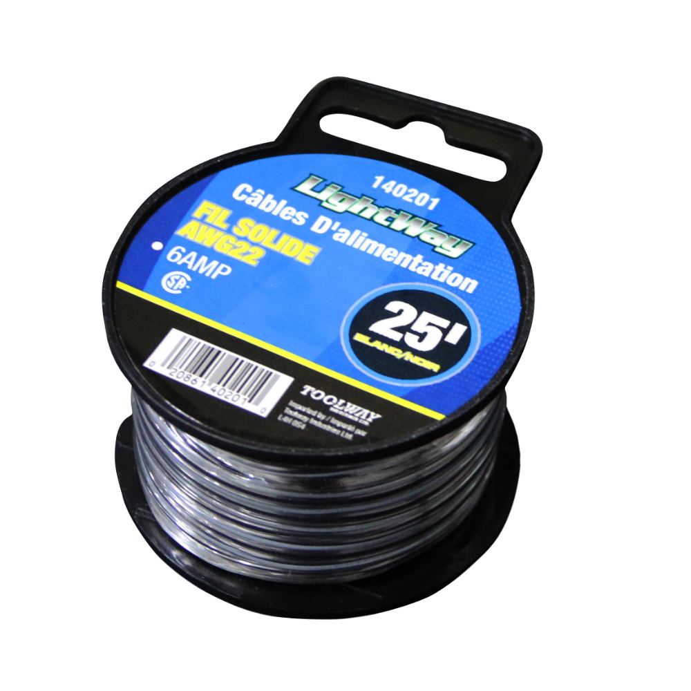 DC Power Cable Black/White 25ft x 22AWG 6AMP<span class=' ItemWarning' style='display:block;'>Item is usually in stock, but we&#39;ll be in touch if there&#39;s a problem<br /></span>