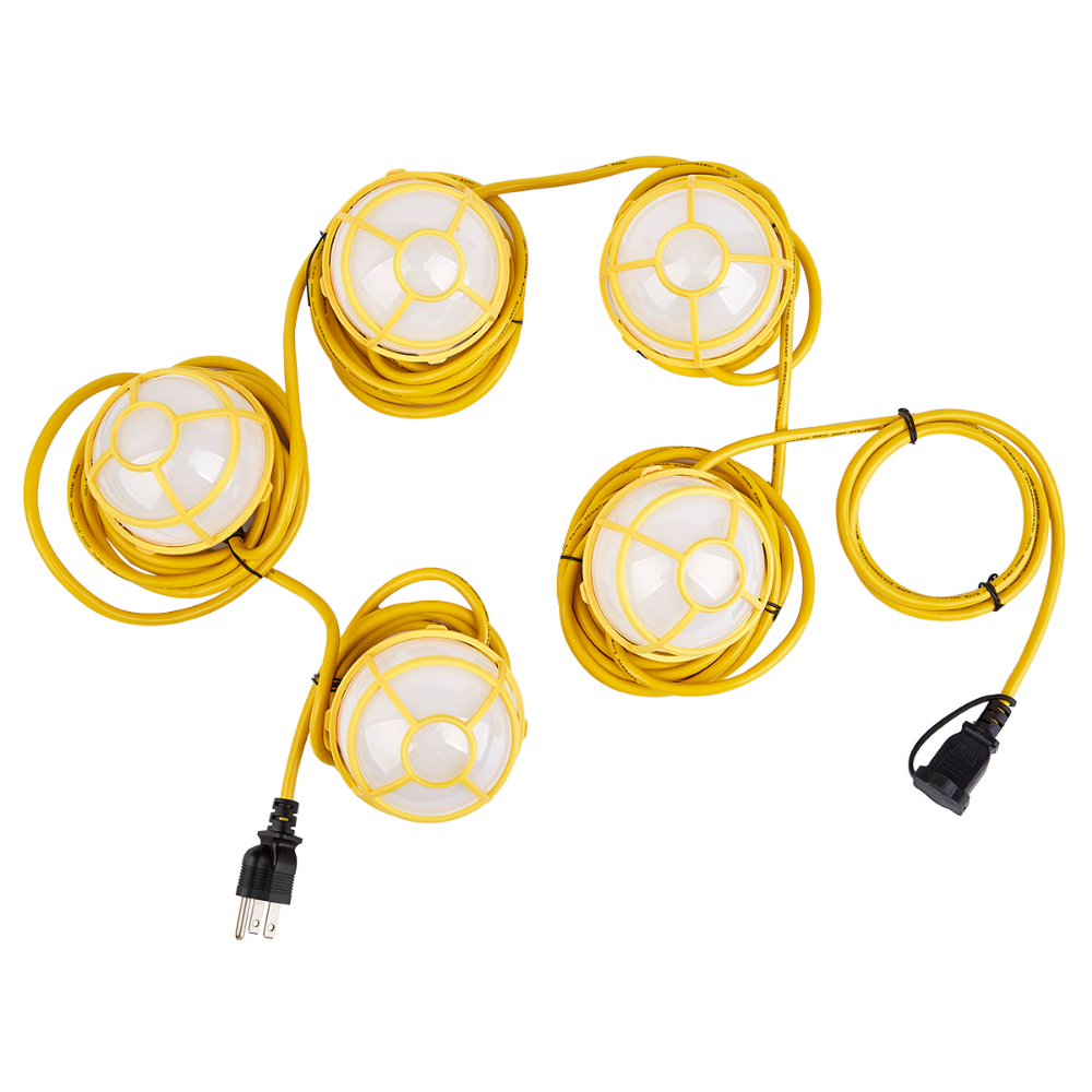 Industrial LED String Lights 5-Head 50ft 7500LM 16/3 60W IP65 Outdoor<span class=' ItemWarning' style='display:block;'>Item is usually in stock, but we&#39;ll be in touch if there&#39;s a problem<br /></span>