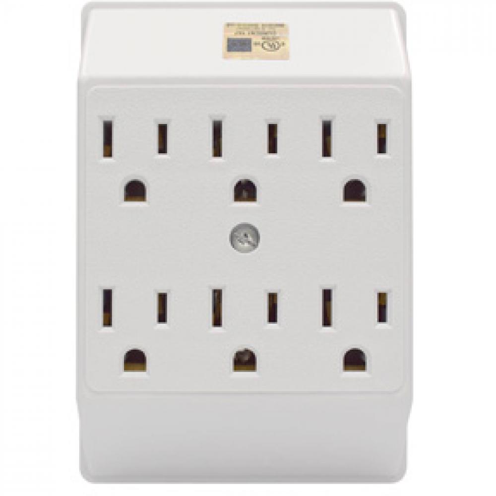 Grounded Wall Adapter 6-Outlet 3 to 3 Prong White<span class=' ItemWarning' style='display:block;'>Item is usually in stock, but we&#39;ll be in touch if there&#39;s a problem<br /></span>