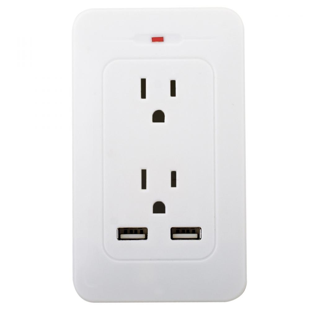 Surge Protector Grounded Wall Adapter 2-USB/2-Outlet White<span class=' ItemWarning' style='display:block;'>Item is usually in stock, but we&#39;ll be in touch if there&#39;s a problem<br /></span>