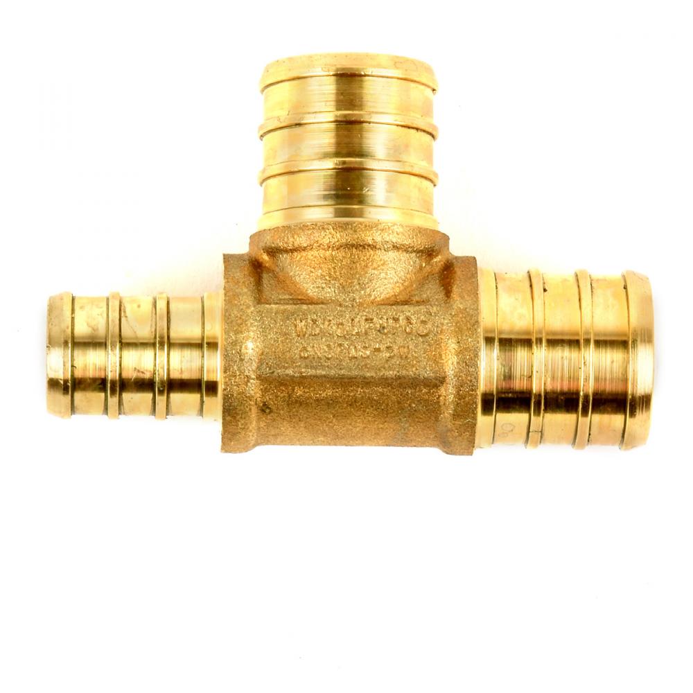 Brass Pex Tee ¾in Barb x ½in Barb x ¾in Barb<span class=' ItemWarning' style='display:block;'>Item is usually in stock, but we&#39;ll be in touch if there&#39;s a problem<br /></span>