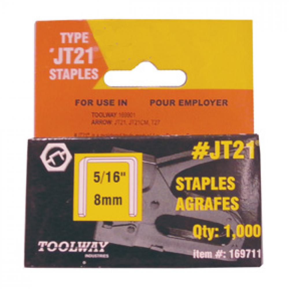 Staples JT21 5/16in x 7/16in Crown 18ga 5000/Box<span class=' ItemWarning' style='display:block;'>Item is usually in stock, but we&#39;ll be in touch if there&#39;s a problem<br /></span>
