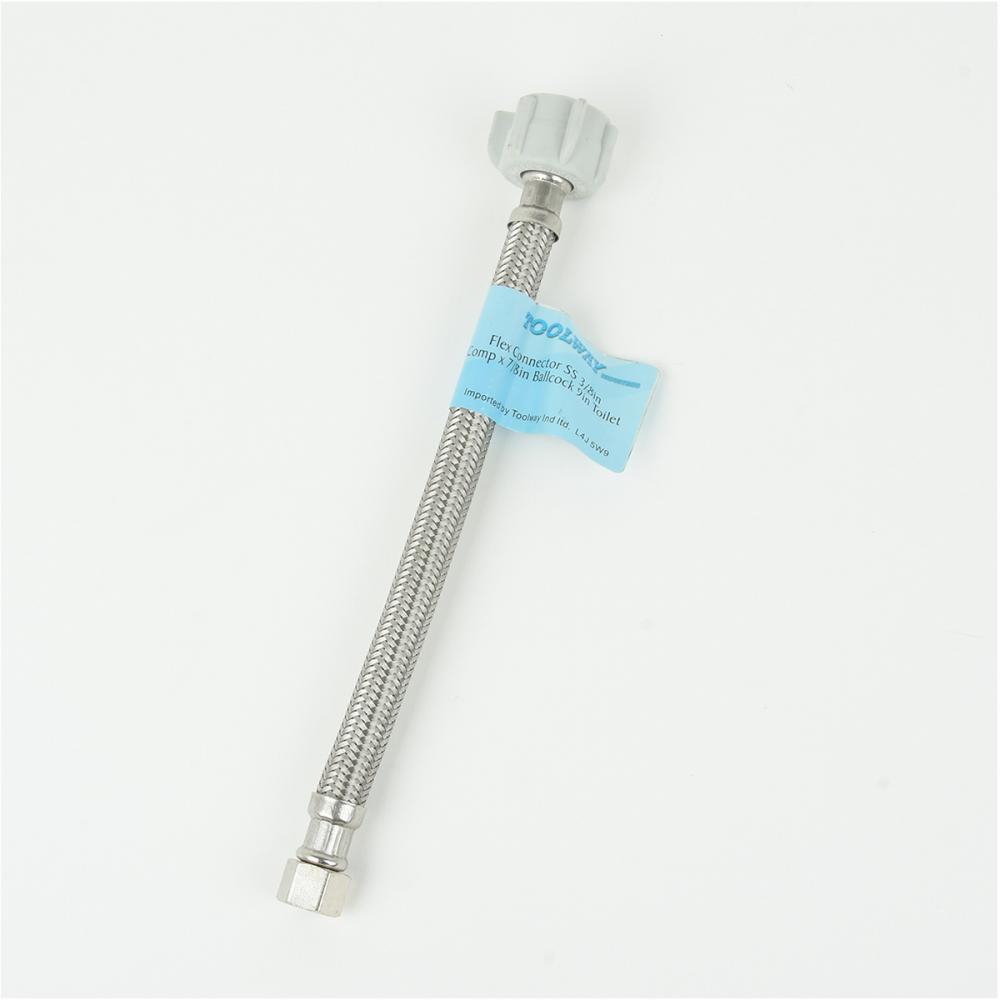 Flex Connector SS 3/8in Comp x 7/8in Ballcock 9in Toilet<span class=' ItemWarning' style='display:block;'>Item is usually in stock, but we&#39;ll be in touch if there&#39;s a problem<br /></span>