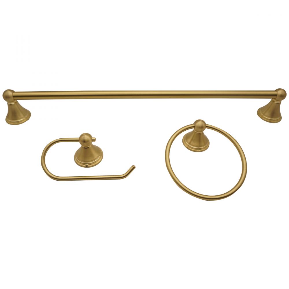 3PC Venus Bathroom Hardware Wallmount Set Brushed Gold<span class=' ItemWarning' style='display:block;'>Item is usually in stock, but we&#39;ll be in touch if there&#39;s a problem<br /></span>