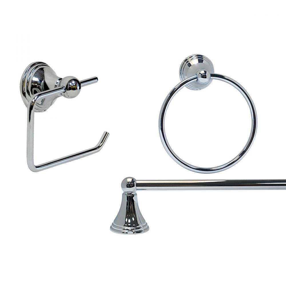 Venus Bathroom Hardware Wallmount Set 3pc Chrome<span class=' ItemWarning' style='display:block;'>Item is usually in stock, but we&#39;ll be in touch if there&#39;s a problem<br /></span>