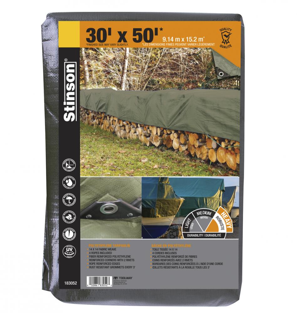 Tarpaulin 30ft x 50ft Heavy Duty Green<span class=' ItemWarning' style='display:block;'>Item is usually in stock, but we&#39;ll be in touch if there&#39;s a problem<br /></span>