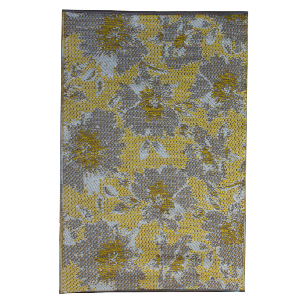 Outdoor Plastic Patio Rug Pema Floral 5 x 7ft Gold/Grey/White<span class=' ItemWarning' style='display:block;'>Item is usually in stock, but we&#39;ll be in touch if there&#39;s a problem<br /></span>