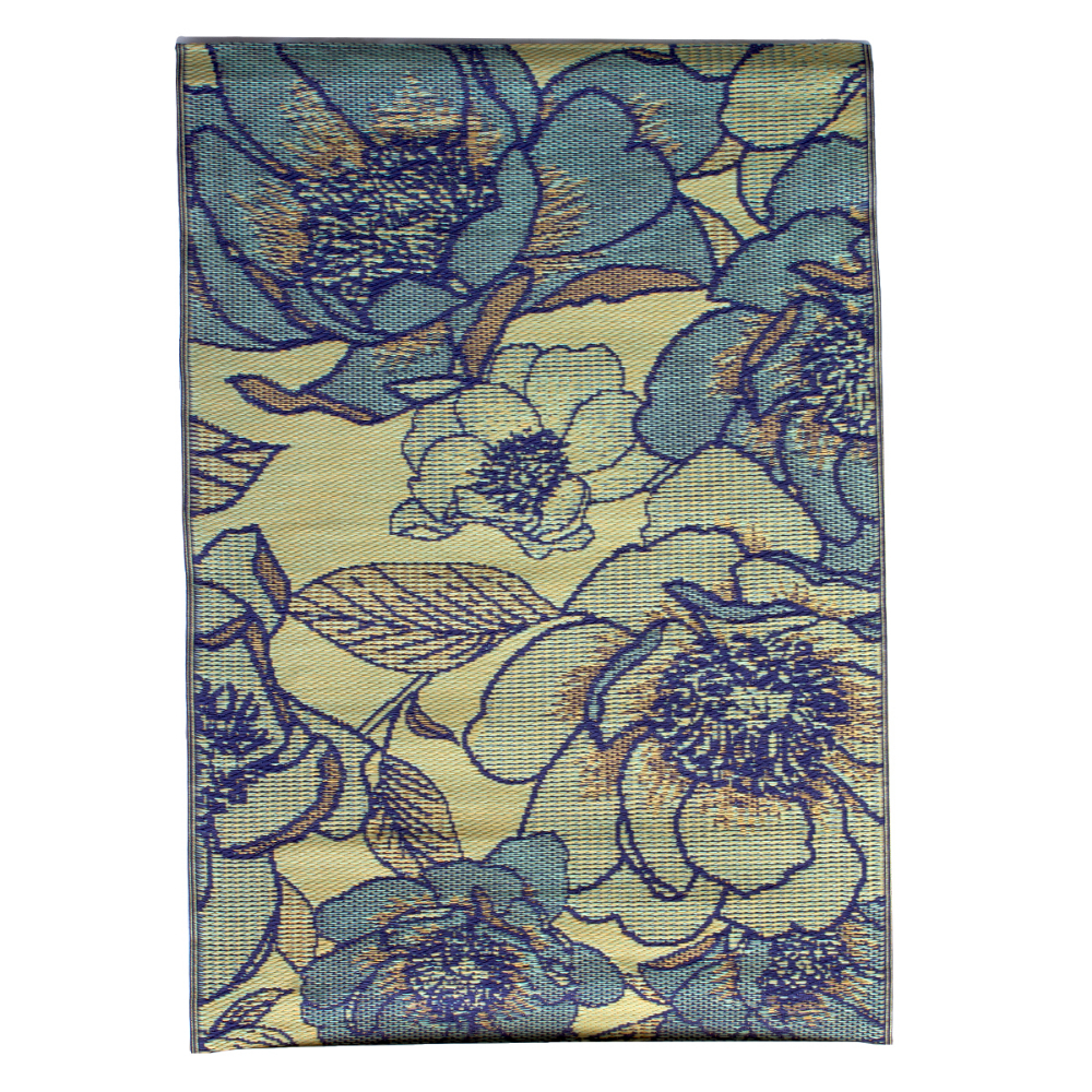 Outdoor Plastic Patio Rug Kassia Floral 6 x 9ft Blue/Ivory/Black/Green<span class=' ItemWarning' style='display:block;'>Item is usually in stock, but we&#39;ll be in touch if there&#39;s a problem<br /></span>