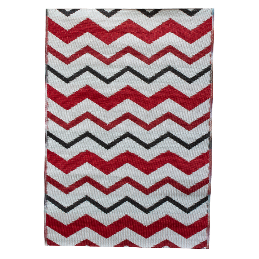 Outdoor Plastic Patio Rug Copenhagen Geo 5 x 7ft Black/White/Red<span class=' ItemWarning' style='display:block;'>Item is usually in stock, but we&#39;ll be in touch if there&#39;s a problem<br /></span>