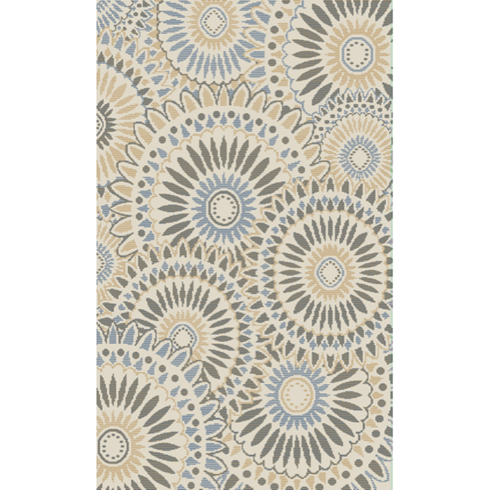Outdoor Plastic Patio Rug Kaleidoscope 4 x 6ft Beige/Blue<span class=' ItemWarning' style='display:block;'>Item is usually in stock, but we&#39;ll be in touch if there&#39;s a problem<br /></span>