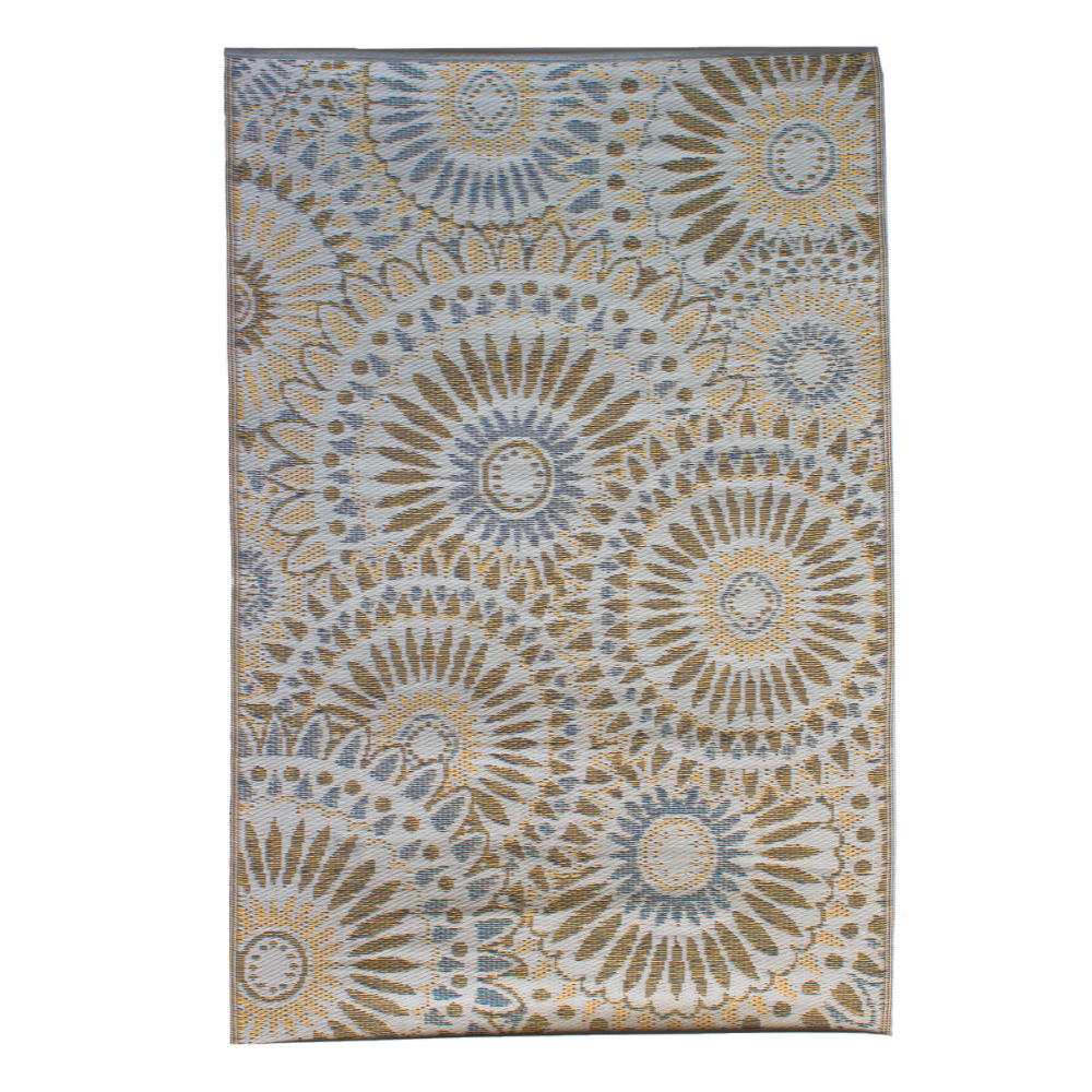Outdoor Plastic Patio Rug Kaleidoscope 5 x 7ft Beige/Blue<span class=' ItemWarning' style='display:block;'>Item is usually in stock, but we&#39;ll be in touch if there&#39;s a problem<br /></span>