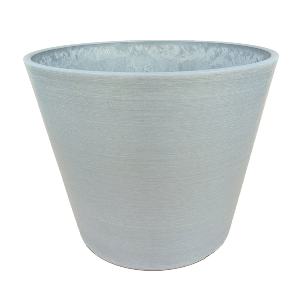 Planter Composite Round Taper 20in x 16in Pewter<span class=' ItemWarning' style='display:block;'>Item is usually in stock, but we&#39;ll be in touch if there&#39;s a problem<br /></span>
