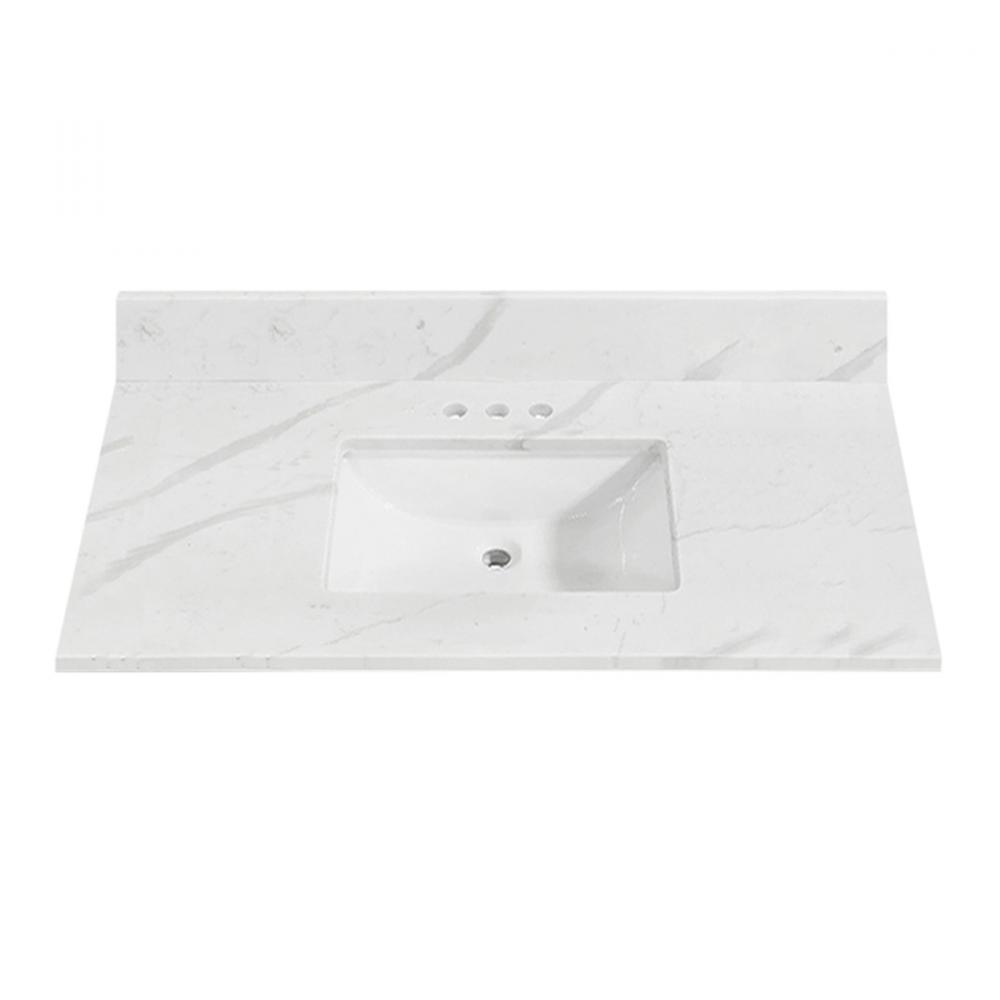 Eng. Marble Top Rectangle Undermount Sink 31in x 22in Wht/Gry<span class=' ItemWarning' style='display:block;'>Item is usually in stock, but we&#39;ll be in touch if there&#39;s a problem<br /></span>