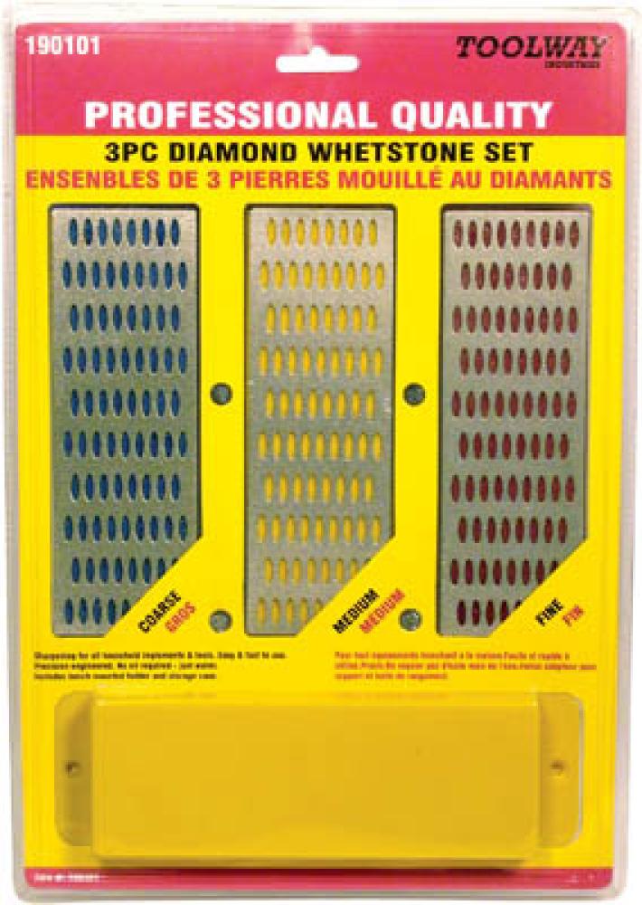 3Pc Whetstone Diamond Sharpening Stone Set 2in x 6in<span class=' ItemWarning' style='display:block;'>Item is usually in stock, but we&#39;ll be in touch if there&#39;s a problem<br /></span>