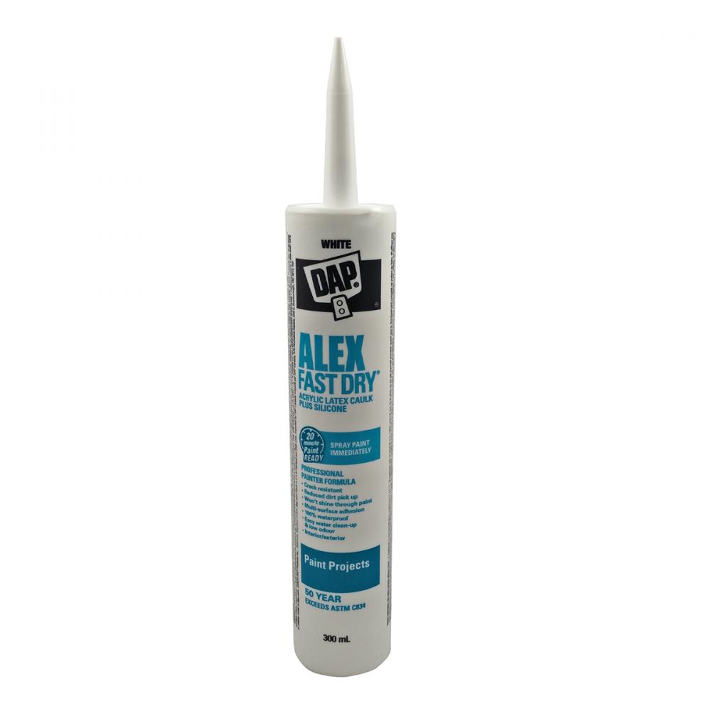 Alex Fast Dry Acrylic Latex Caulk Plus Silicone 300ml White<span class=' ItemWarning' style='display:block;'>Item is usually in stock, but we&#39;ll be in touch if there&#39;s a problem<br /></span>