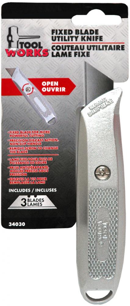 Utility Knife with Fixed Blade Includes 3 blades<span class=' ItemWarning' style='display:block;'>Item is usually in stock, but we&#39;ll be in touch if there&#39;s a problem<br /></span>