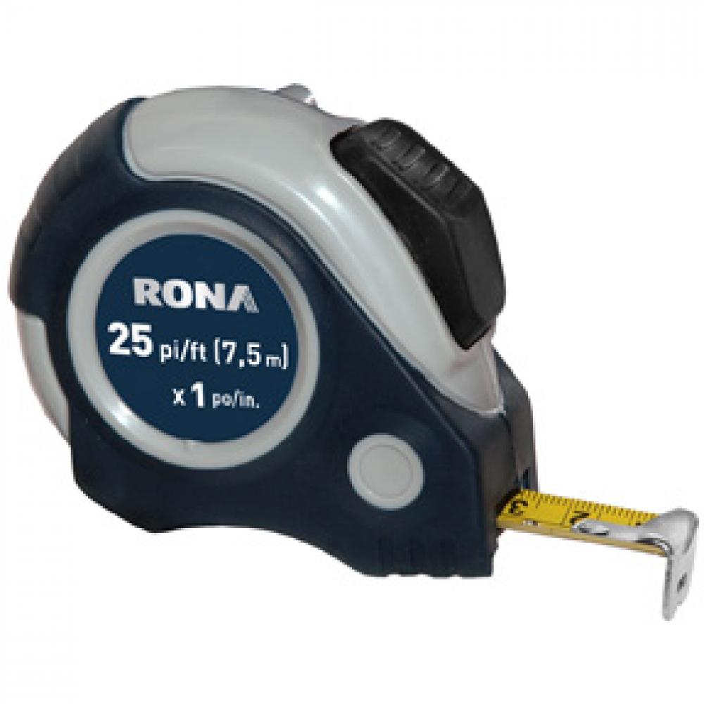 Tape Measure 25ft/7.5m x 1in Metric/Imperial Black & Grey Rona<span class=' ItemWarning' style='display:block;'>Item is usually in stock, but we&#39;ll be in touch if there&#39;s a problem<br /></span>