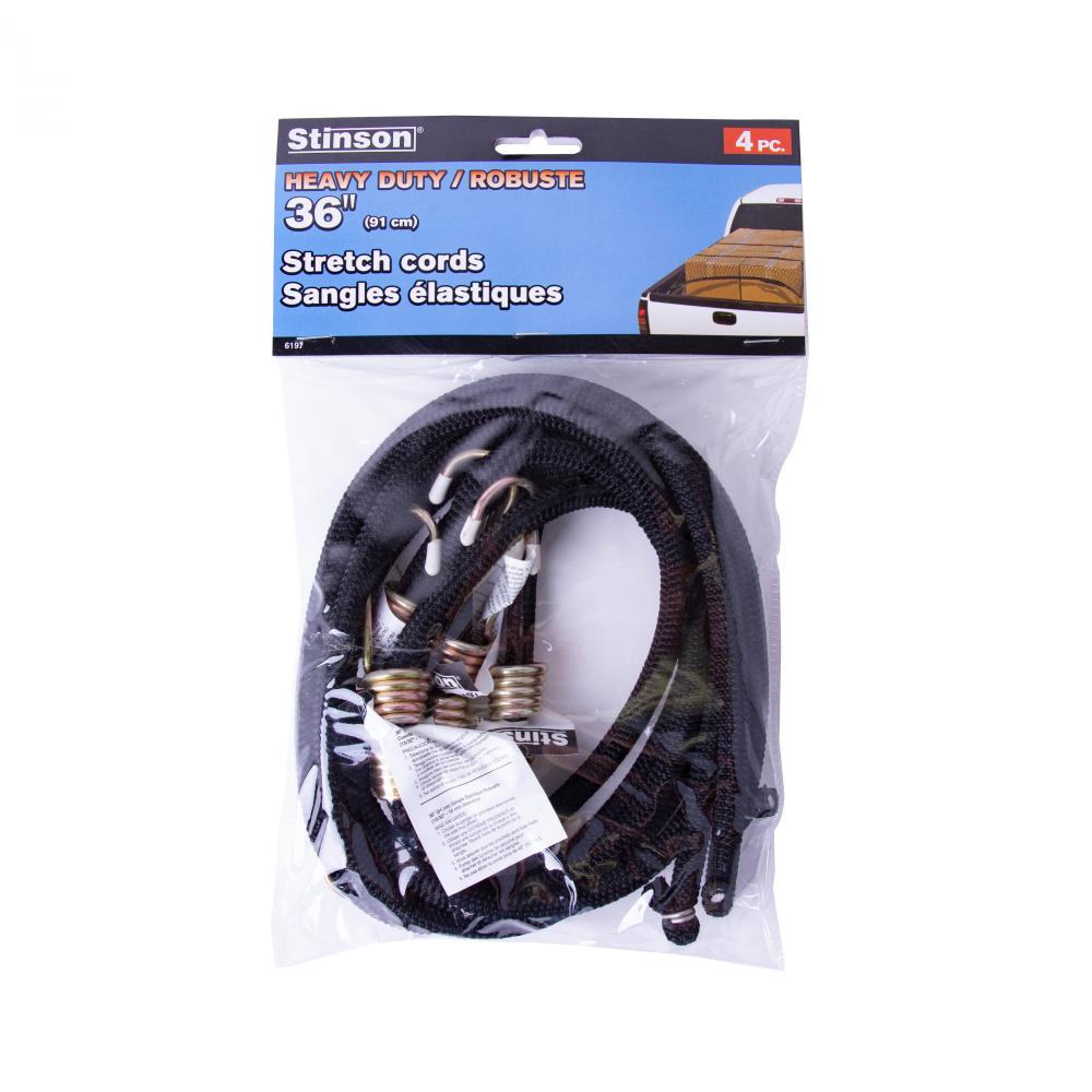 Heavy Duty Tie Down Bungee Stretch Cord 10mm x 36in 4Pk<span class=' ItemWarning' style='display:block;'>Item is usually in stock, but we&#39;ll be in touch if there&#39;s a problem<br /></span>