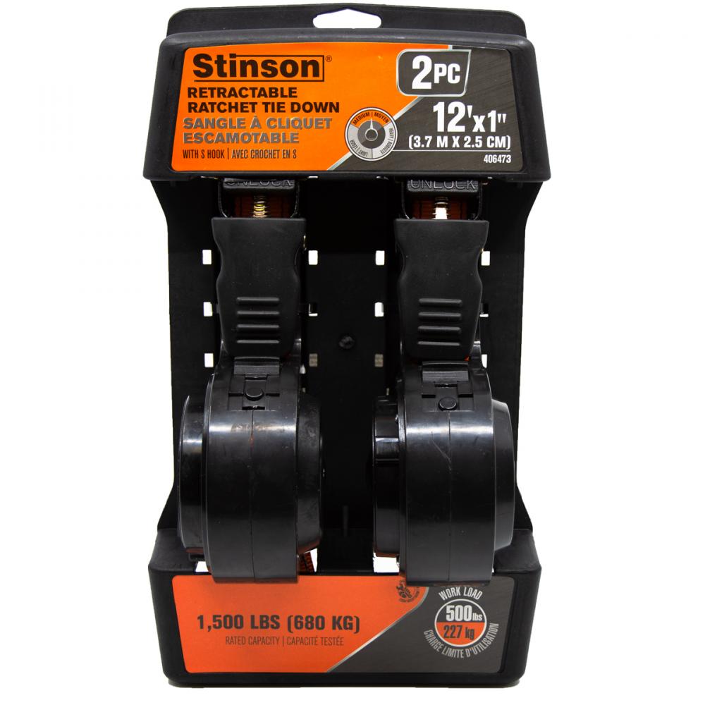 Tie Down Retractable Ratchet Strap 1500Lb Rating 1inx12ft 2Pk<span class=' ItemWarning' style='display:block;'>Item is usually in stock, but we&#39;ll be in touch if there&#39;s a problem<br /></span>