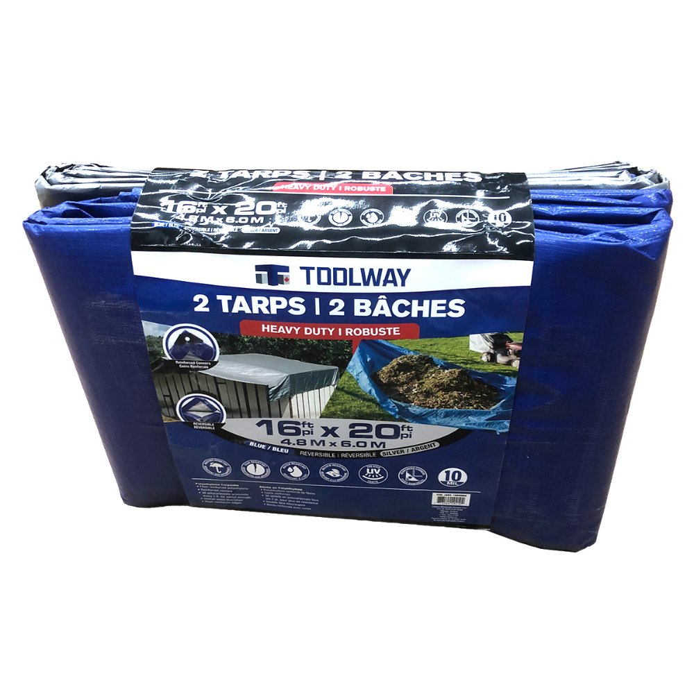 2PC Tarp Blue/Silver 16x20&#39;<span class=' ItemWarning' style='display:block;'>Item is usually in stock, but we&#39;ll be in touch if there&#39;s a problem<br /></span>