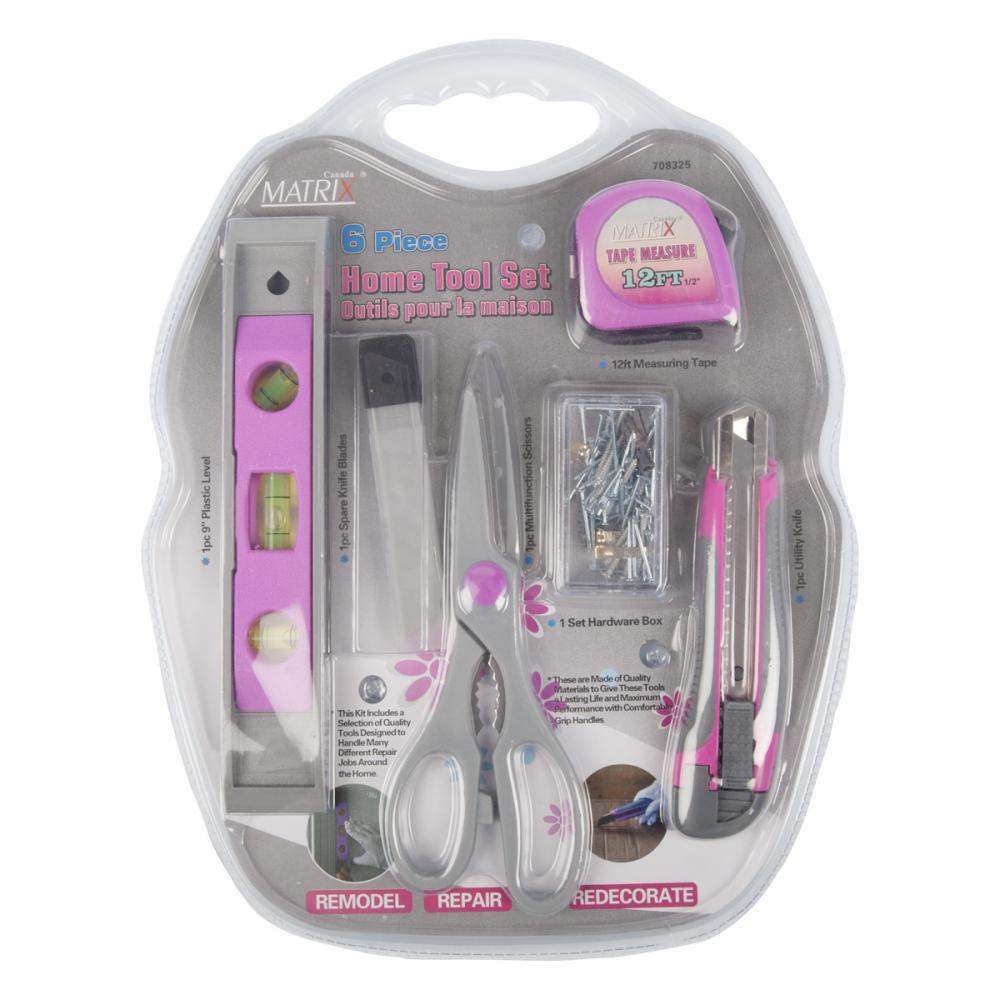 Home Repair Hand Tool Set 6Pc Pink/Grey<span class=' ItemWarning' style='display:block;'>Item is usually in stock, but we&#39;ll be in touch if there&#39;s a problem<br /></span>