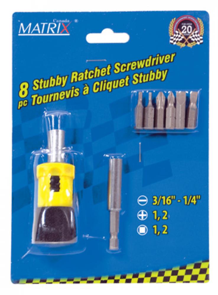 Screwdriver Stubby Ratchet 8in1<span class=' ItemWarning' style='display:block;'>Item is usually in stock, but we&#39;ll be in touch if there&#39;s a problem<br /></span>