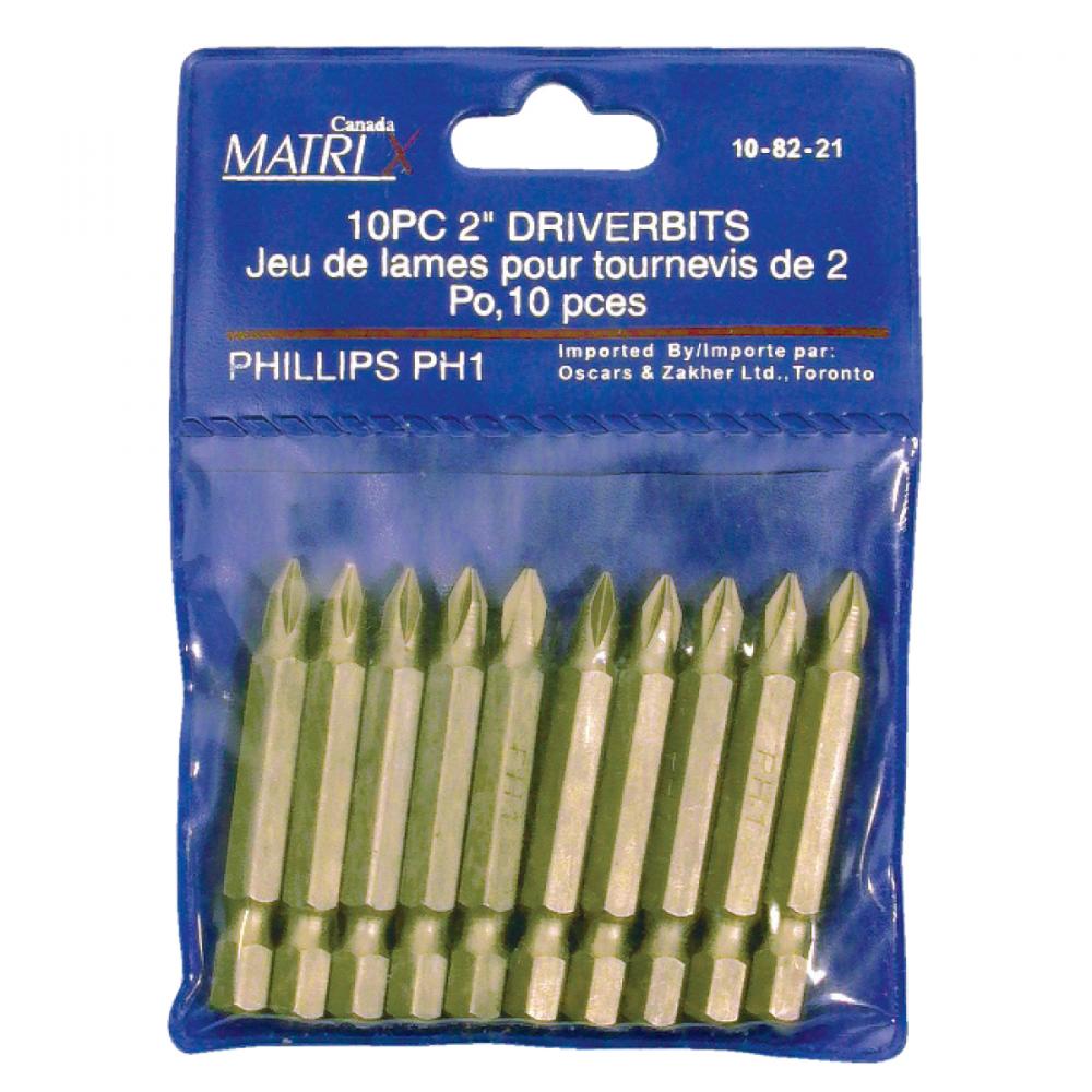 Driver Bit PH N°1 - 2in 10/pk<span class=' ItemWarning' style='display:block;'>Item is usually in stock, but we&#39;ll be in touch if there&#39;s a problem<br /></span>