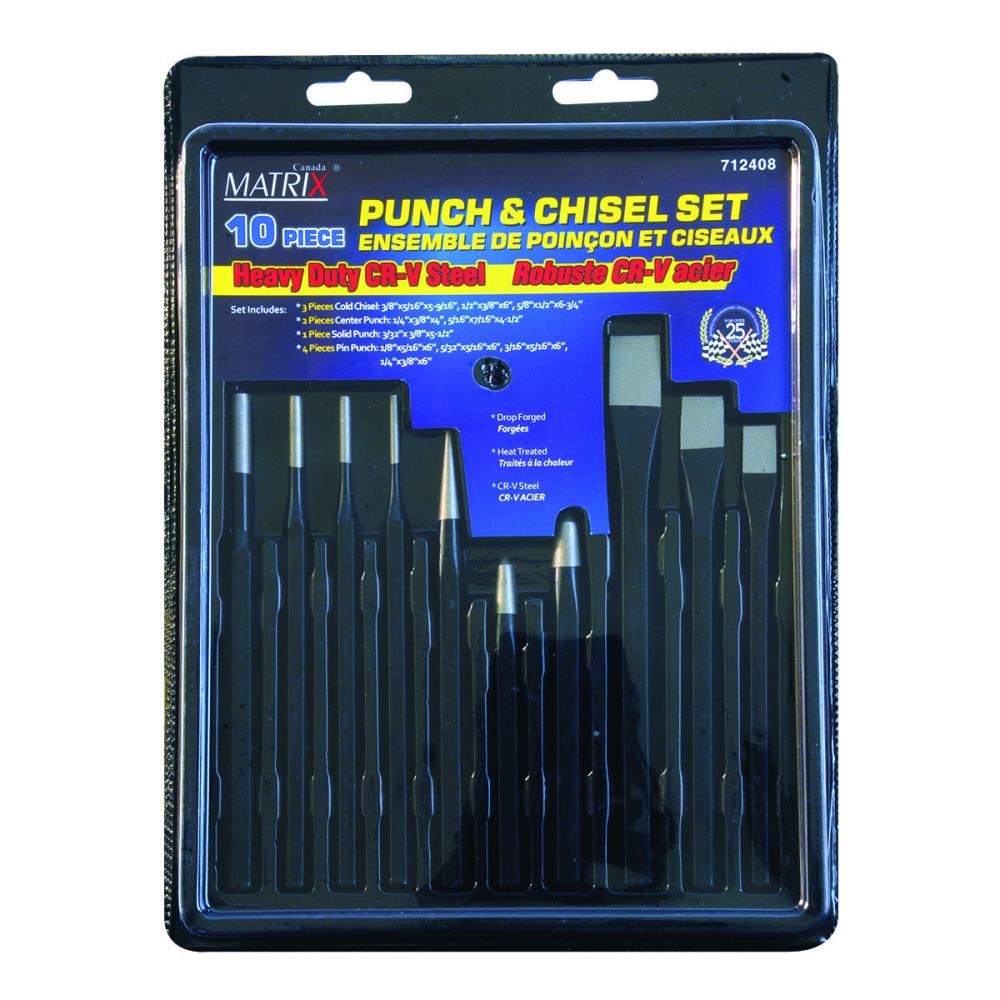 Punch & Chisel Set 10Pc<span class=' ItemWarning' style='display:block;'>Item is usually in stock, but we&#39;ll be in touch if there&#39;s a problem<br /></span>