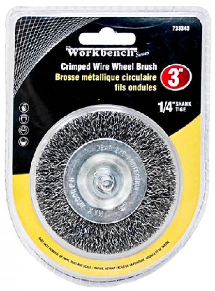 Wire Wheel Brush Crimped 3in Shank 1/4in<span class=' ItemWarning' style='display:block;'>Item is usually in stock, but we&#39;ll be in touch if there&#39;s a problem<br /></span>