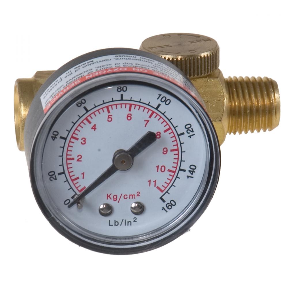 Brass Air Pressure Regulator with Gauge<span class=' ItemWarning' style='display:block;'>Item is usually in stock, but we&#39;ll be in touch if there&#39;s a problem<br /></span>